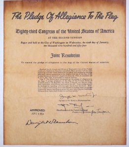 Pledge of Allegiance antiqued parchment replica document
